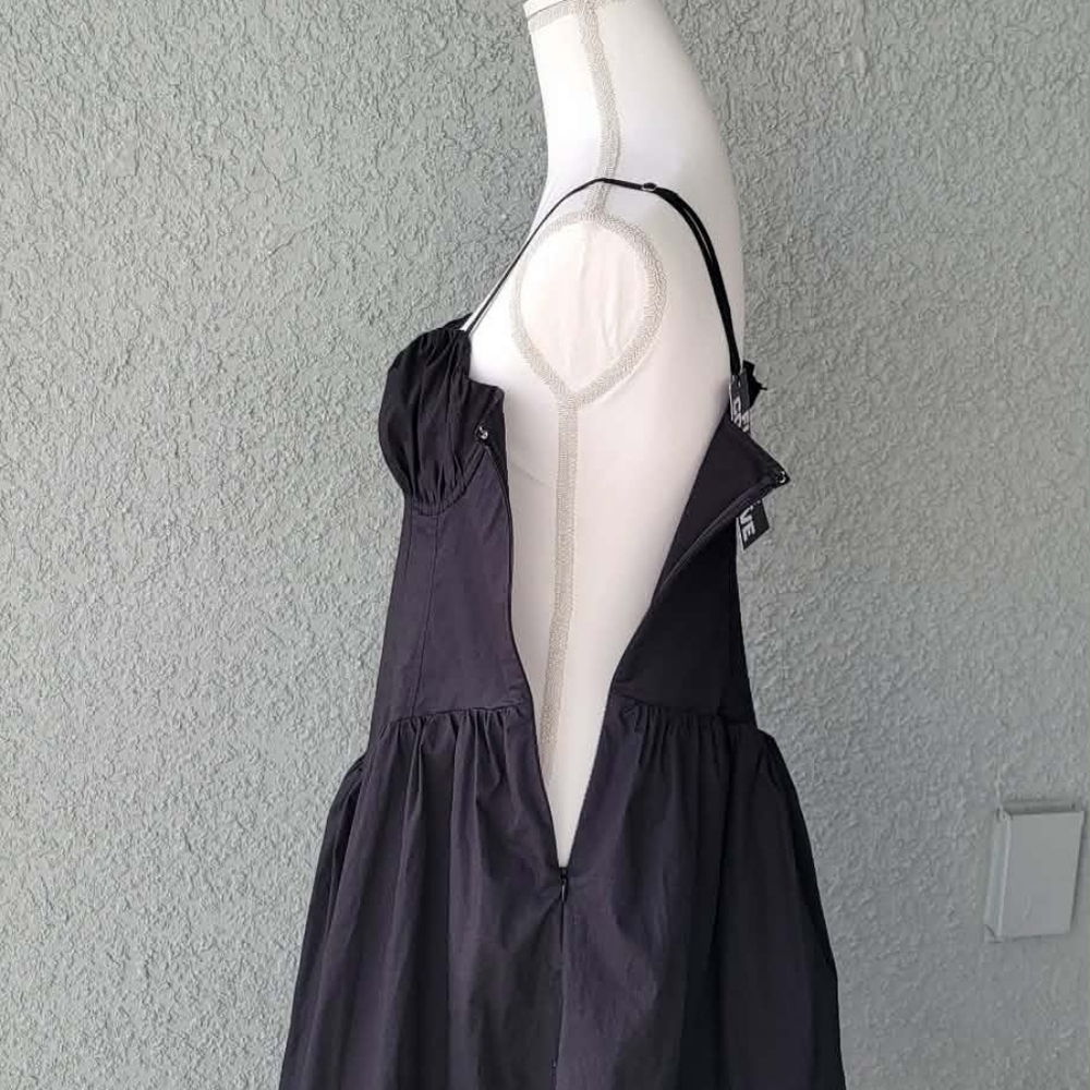 Future Collective Black Midi Dress Goth Princess Spaghetti Strap Sweetheart - Picture 5 of 10